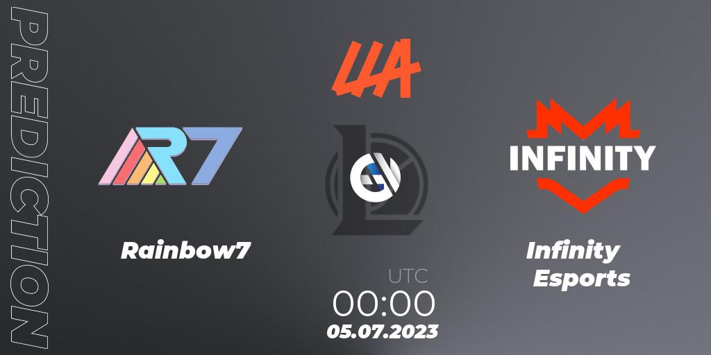 Pronósticos Rainbow7 - Infinity Esports. 05.07.23. LLA Closing 2023 - Group Stage - LoL