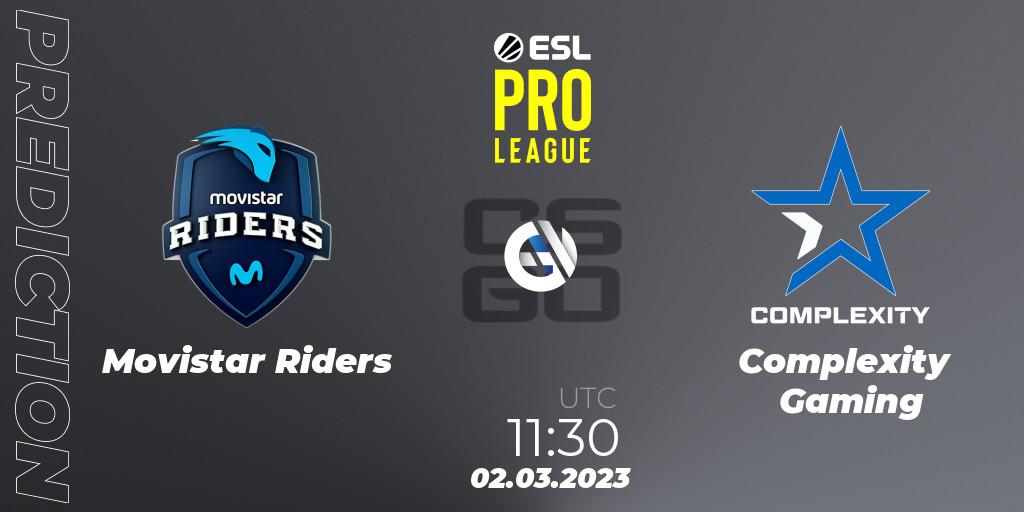 Pronósticos Movistar Riders - Complexity Gaming. 02.03.2023 at 11:30. ESL Pro League Season 17 - Counter-Strike (CS2)