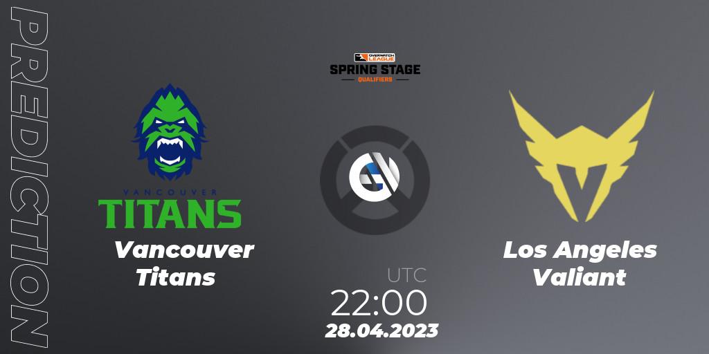 Pronósticos Vancouver Titans - Los Angeles Valiant. 28.04.23. OWL Stage Qualifiers Spring 2023 West - Overwatch