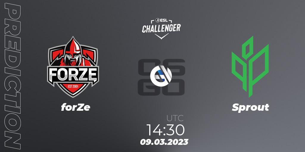 Pronósticos forZe - Sprout. 09.03.2023 at 14:30. ESL Challenger Melbourne 2023 Europe Closed Qualifier - Counter-Strike (CS2)