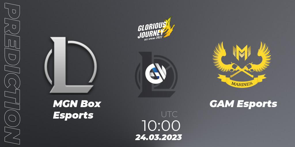 Pronósticos MGN Box Esports - GAM Esports. 02.03.2023 at 13:10. VCS Spring 2023 - Group Stage - LoL