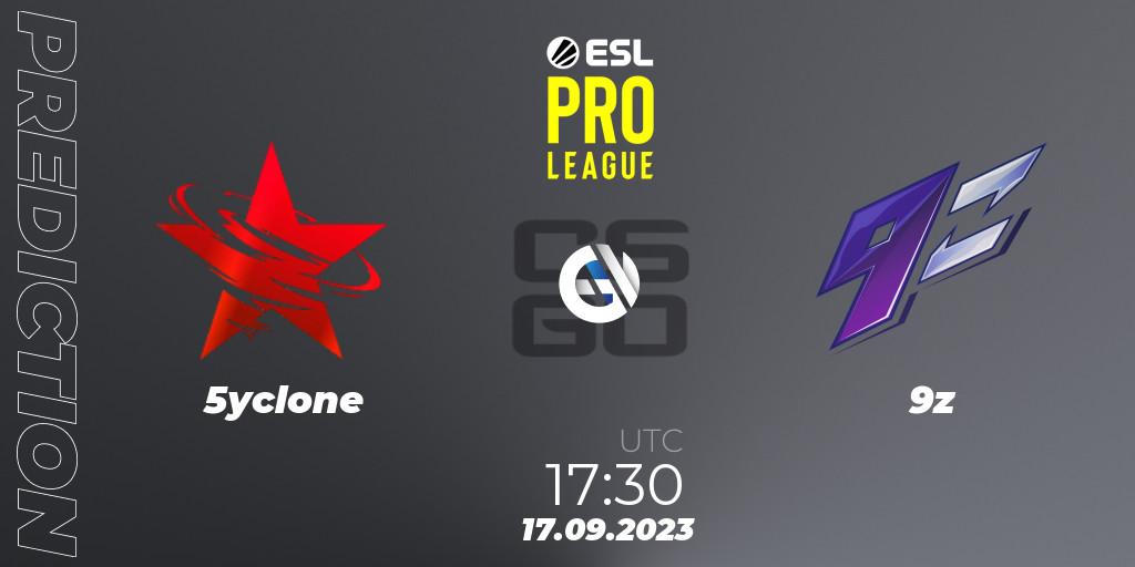 Pronósticos 5yclone - 9z. 17.09.2023 at 17:30. ESL Pro League Season 18 - Counter-Strike (CS2)
