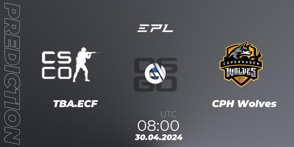 Pronósticos TBA.ECF - CPH Wolves. 30.04.2024 at 08:00. European Pro League Season 17: Division 2 - Counter-Strike (CS2)
