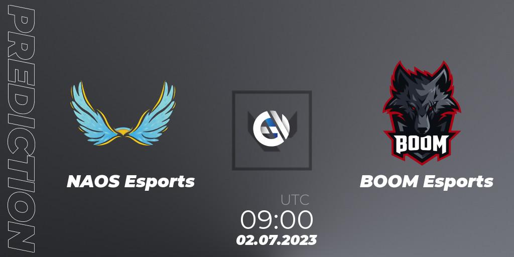 Pronósticos NAOS Esports - BOOM Esports. 02.07.2023 at 09:00. VALORANT Challengers Ascension 2023: Pacific - Group Stage - VALORANT