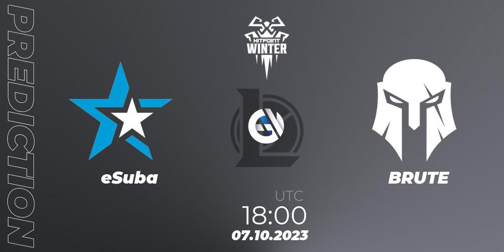 Pronósticos eSuba - BRUTE. 07.10.2023 at 18:00. Hitpoint Masters Winter 2023 - Playoffs - LoL