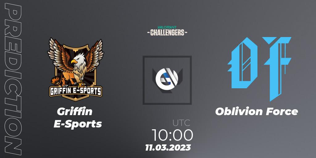 Pronósticos Griffin E-Sports - Oblivion Force. 11.03.2023 at 10:00. VALORANT Challengers 2023: Hong Kong and Taiwan Split 1 - VALORANT