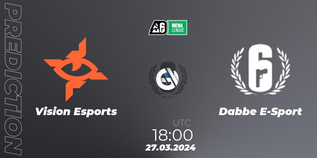 Pronósticos Vision Esports - Dabbe E-Sport. 27.03.2024 at 18:00. MENA League 2024 - Stage 1 - Rainbow Six