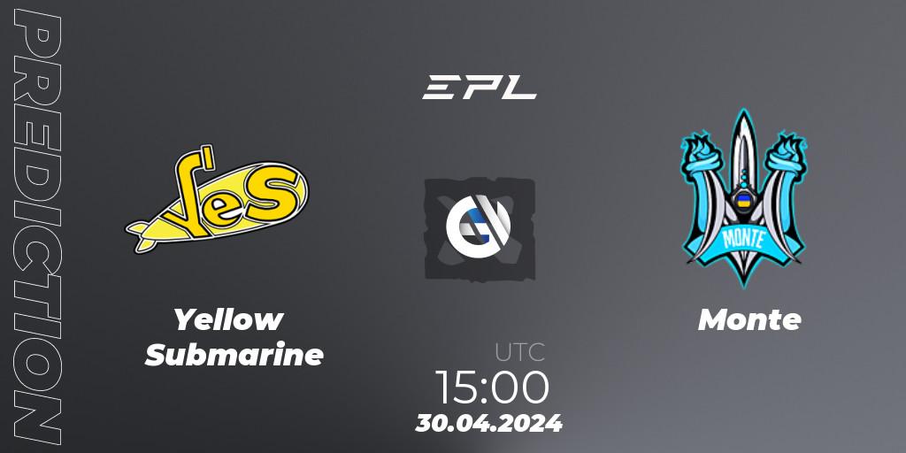 Pronósticos Yellow Submarine - Monte. 30.04.2024 at 15:20. European Pro League Season 18 - Dota 2