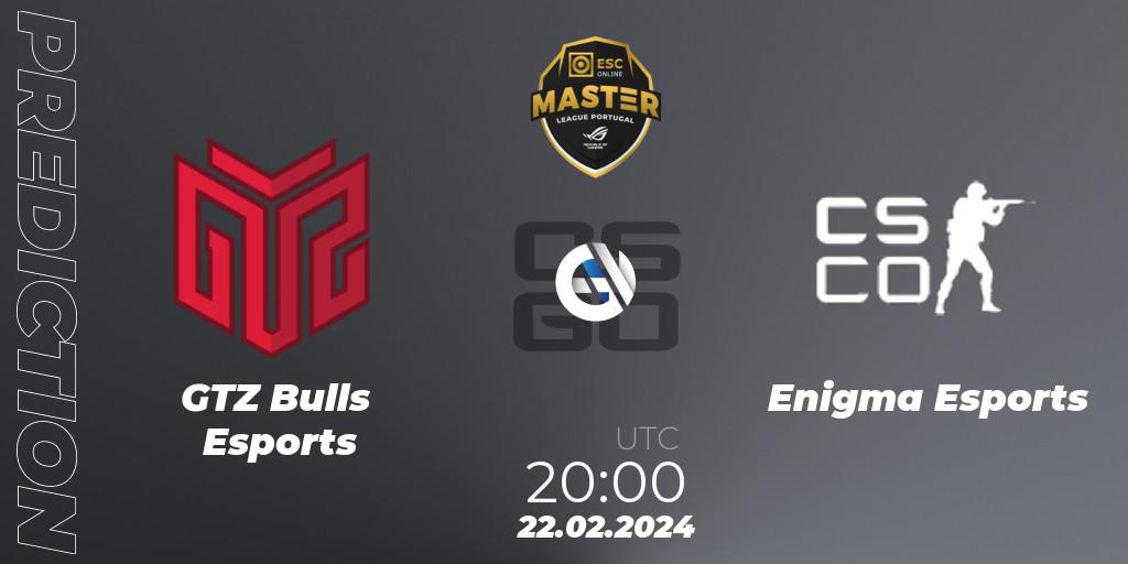 Pronósticos GTZ Bulls Esports - Enigma Esports. 22.02.24. Master League Portugal Season 13: Closed Qualifier - CS2 (CS:GO)