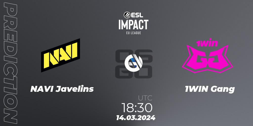 Pronósticos NAVI Javelins - 1WIN Gang. 14.03.24. ESL Impact League Season 5: Europe - CS2 (CS:GO)