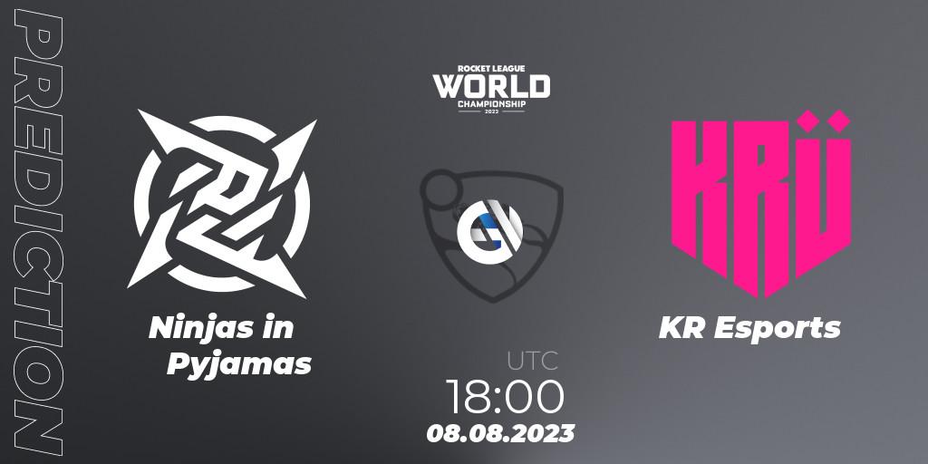 Pronósticos Ninjas in Pyjamas - KRÜ Esports. 08.08.2023 at 15:00. Rocket League Championship Series 2022-23 - World Championship Group Stage - Rocket League