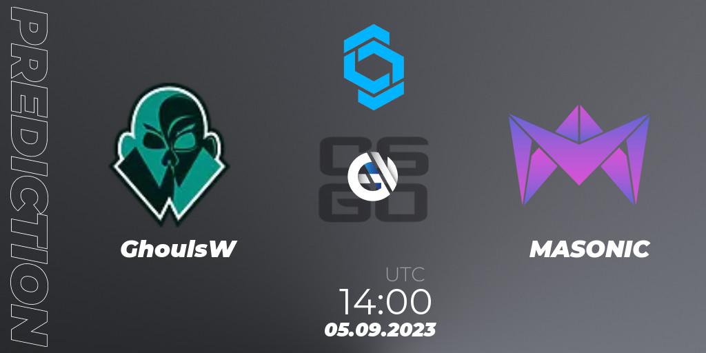 Pronósticos GhoulsW - MASONIC. 05.09.2023 at 14:00. CCT East Europe Series #2: Closed Qualifier - Counter-Strike (CS2)