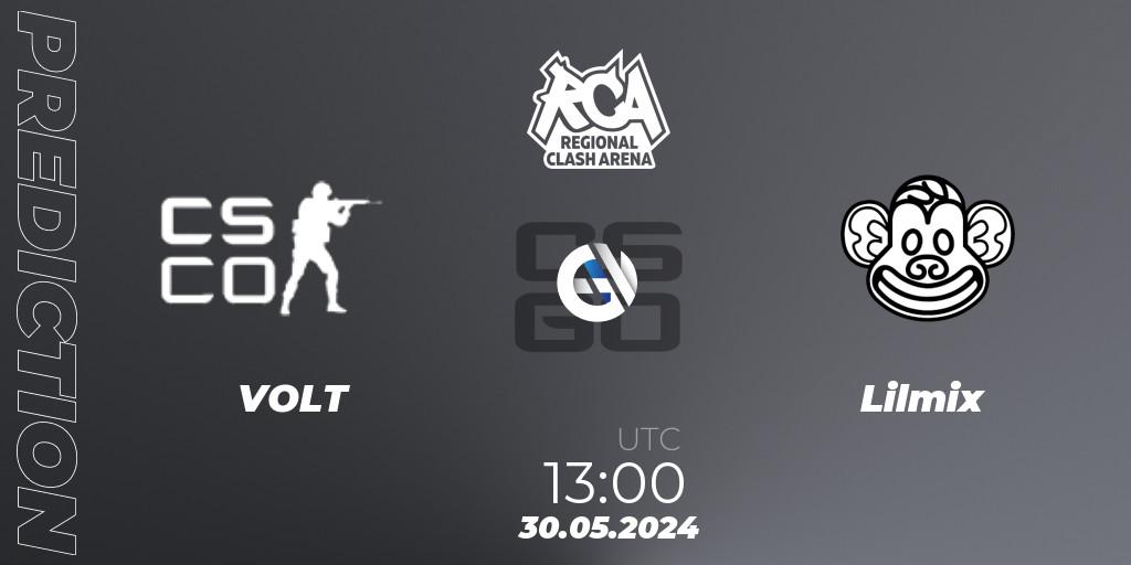 Pronósticos VOLT - Lilmix. 30.05.2024 at 13:00. Regional Clash Arena Europe: Closed Qualifier - Counter-Strike (CS2)