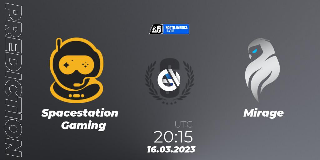 Pronósticos Spacestation Gaming - Mirage. 15.03.2023 at 23:50. North America League 2023 - Stage 1 - Rainbow Six