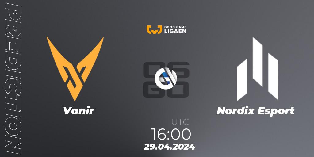 Pronósticos Vanir - Nordix Esport. 29.04.2024 at 16:00. Good Game-ligaen Spring 2024 - Counter-Strike (CS2)