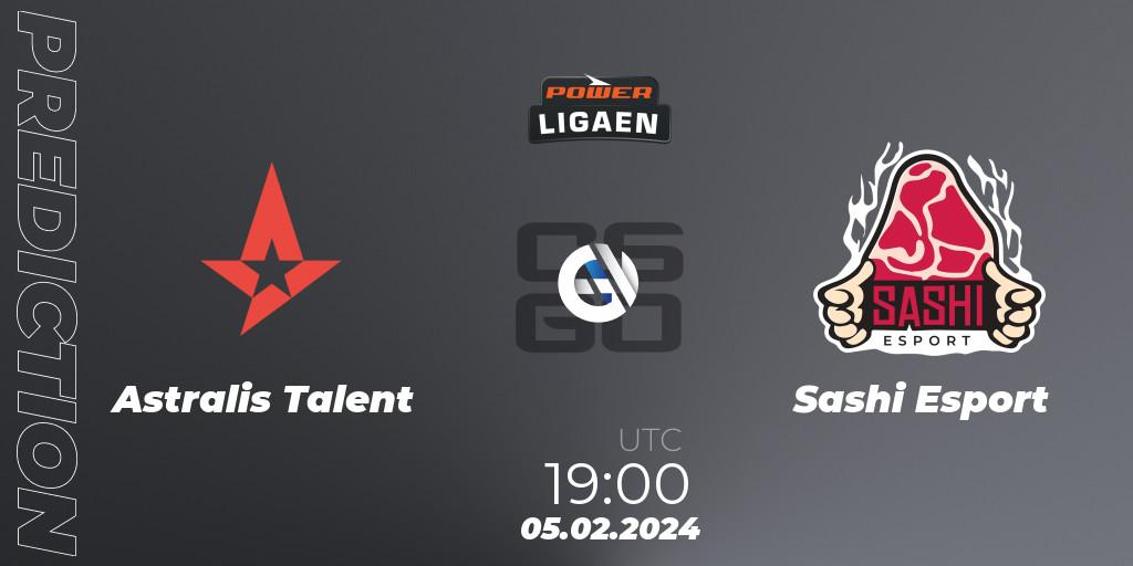 Pronósticos Astralis Talent - Sashi Esport. 05.02.2024 at 19:00. Dust2.dk Ligaen Season 25 - Counter-Strike (CS2)