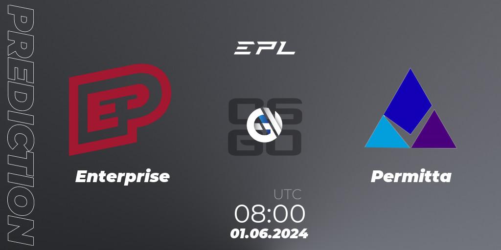 Pronósticos Enterprise - Permitta. 01.06.2024 at 08:00. European Pro League Season 16 - Counter-Strike (CS2)