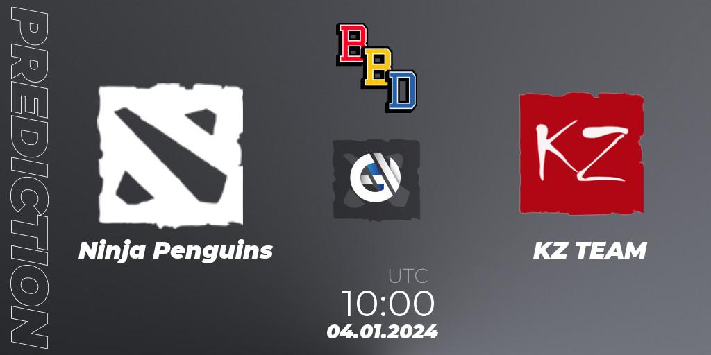 Pronósticos Ninja Penguins - KZ TEAM. 04.01.2024 at 10:00. BetBoom Dacha Dubai 2024: WEU Open Qualifier #1 - Dota 2