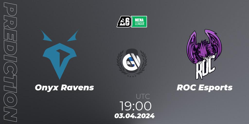 Pronósticos Onyx Ravens - ROC Esports. 03.04.2024 at 19:00. MENA League 2024 - Stage 1 - Rainbow Six
