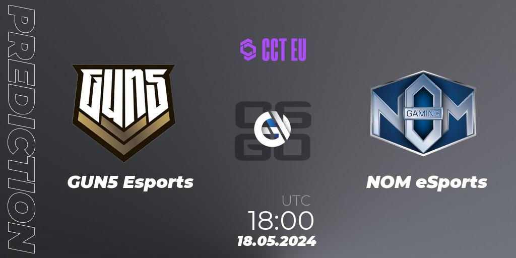 Pronósticos GUN5 Esports - NOM eSports. 18.05.2024 at 18:00. CCT Season 2 Europe Series 4 Closed Qualifier - Counter-Strike (CS2)