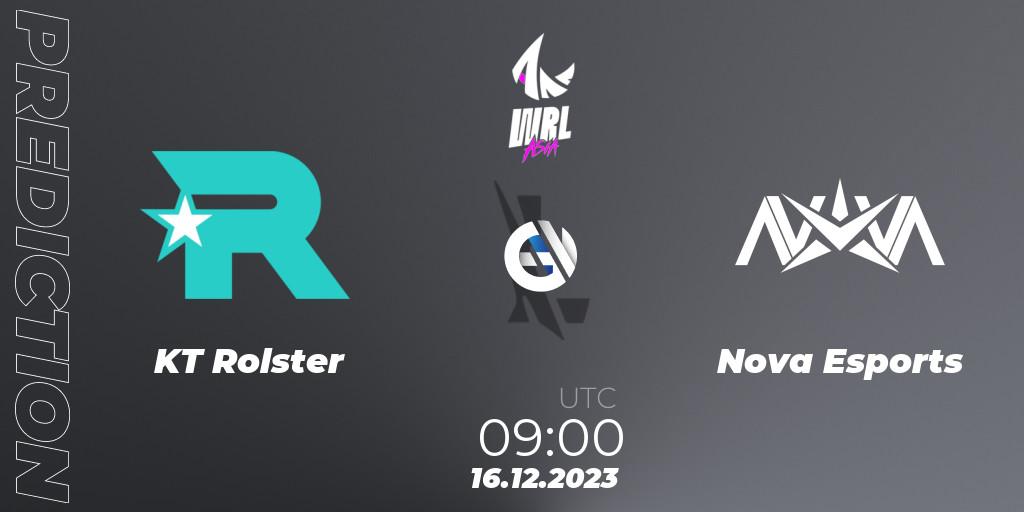 Pronósticos KT Rolster - Nova Esports. 16.12.2023 at 09:00. WRL Asia 2023 - Season 2 - Regular Season - Wild Rift