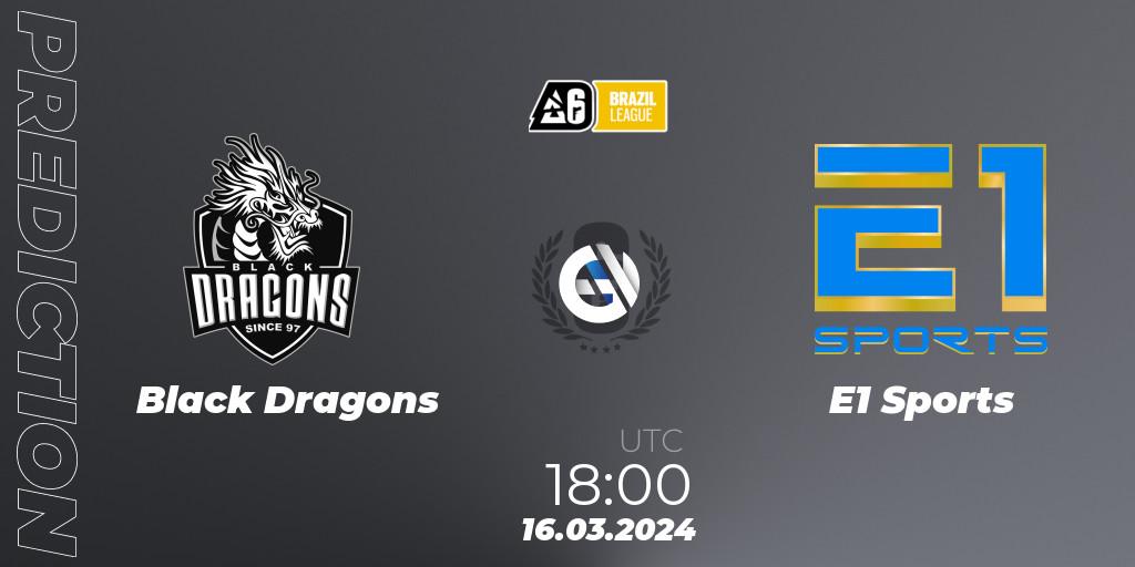 Pronósticos Black Dragons - E1 Sports. 16.03.24. Brazil League 2024 - Stage 1 - Rainbow Six