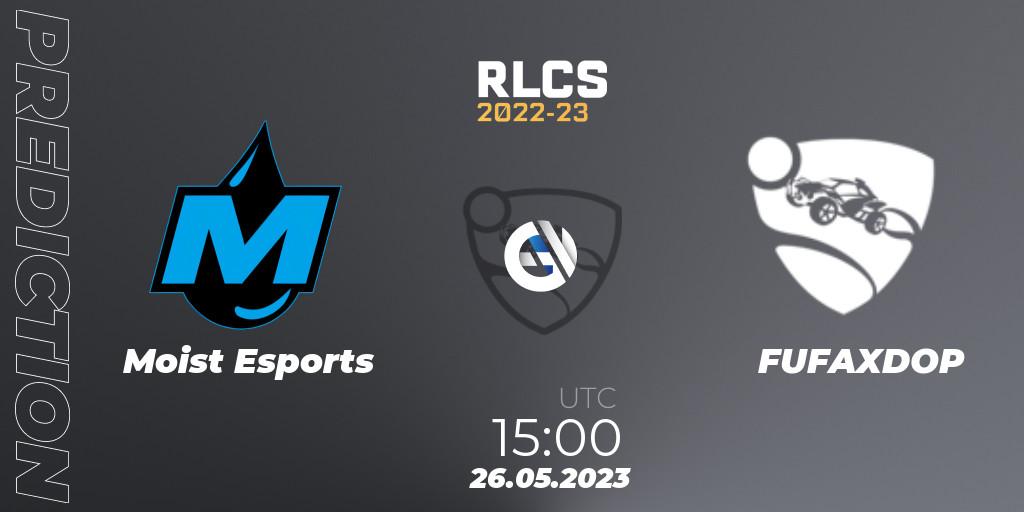 Pronósticos Moist Esports - FUFAXDOP. 26.05.2023 at 15:00. RLCS 2022-23 - Spring: Europe Regional 2 - Spring Cup - Rocket League