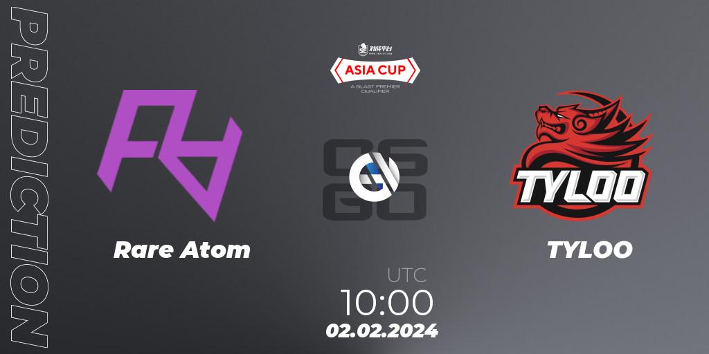 Pronósticos Rare Atom - TYLOO. 02.02.24. 5E Arena Asia Cup Spring 2024 - BLAST Premier Qualifier - CS2 (CS:GO)