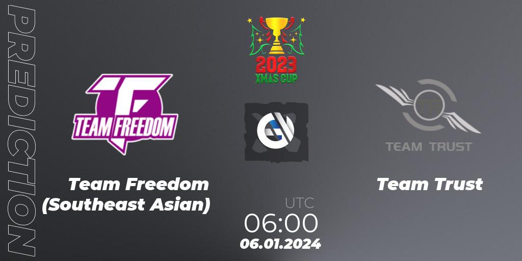 Pronósticos Team Freedom (Southeast Asian) - Team Trust. 06.01.2024 at 06:00. Xmas Cup 2023 - Dota 2