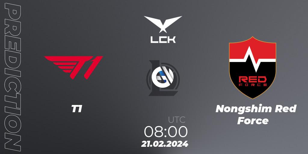 Pronósticos T1 - Nongshim Red Force. 21.02.24. LCK Spring 2024 - Group Stage - LoL