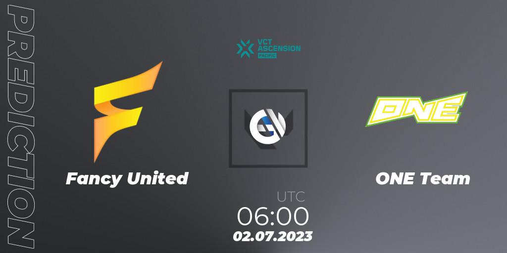 Pronósticos Fancy United - ONE Team. 02.07.2023 at 06:10. VALORANT Challengers Ascension 2023: Pacific - Group Stage - VALORANT