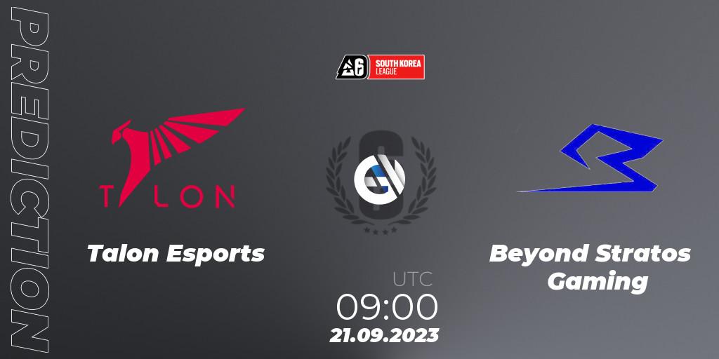 Pronósticos Talon Esports - Beyond Stratos Gaming. 21.09.23. South Korea League 2023 - Stage 2 - Rainbow Six