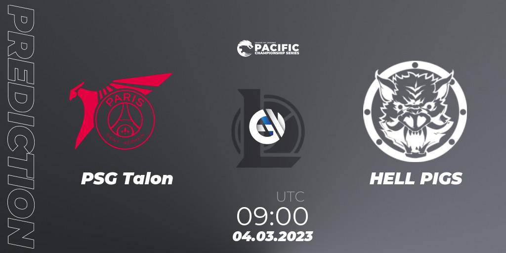 Pronósticos PSG Talon - HELL PIGS. 04.03.2023 at 09:00. PCS Spring 2023 - Group Stage - LoL