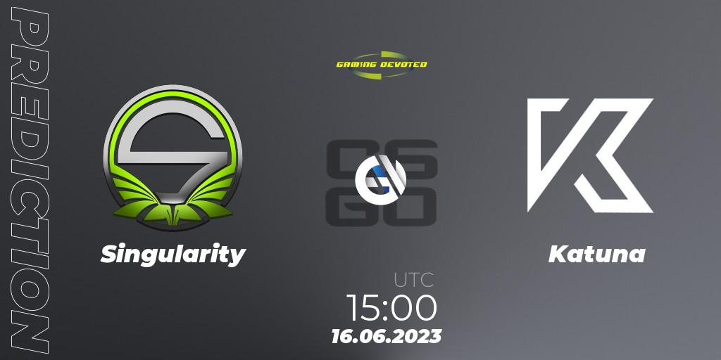 Pronósticos Singularity - Katuna. 16.06.2023 at 15:00. Gaming Devoted Become The Best: Series #2 - Counter-Strike (CS2)