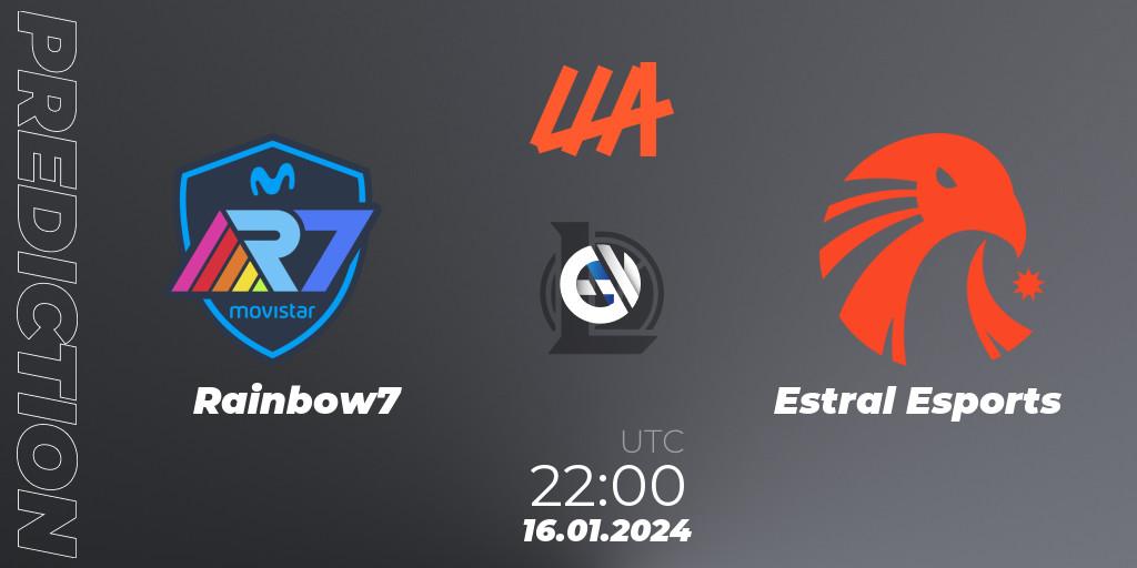 Pronósticos Rainbow7 - Estral Esports. 16.01.24. LLA 2024 Opening Group Stage - LoL