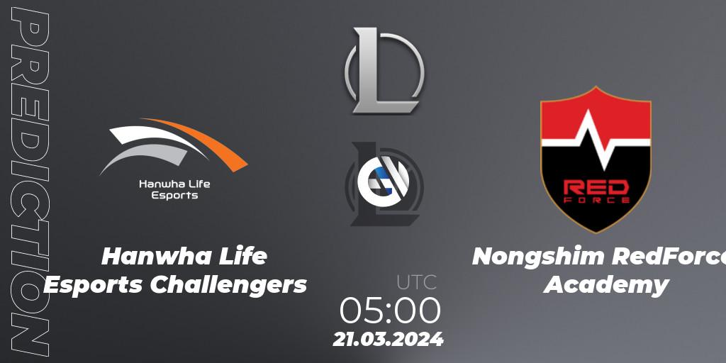 Pronósticos Hanwha Life Esports Challengers - Nongshim RedForce Academy. 21.03.24. LCK Challengers League 2024 Spring - Group Stage - LoL