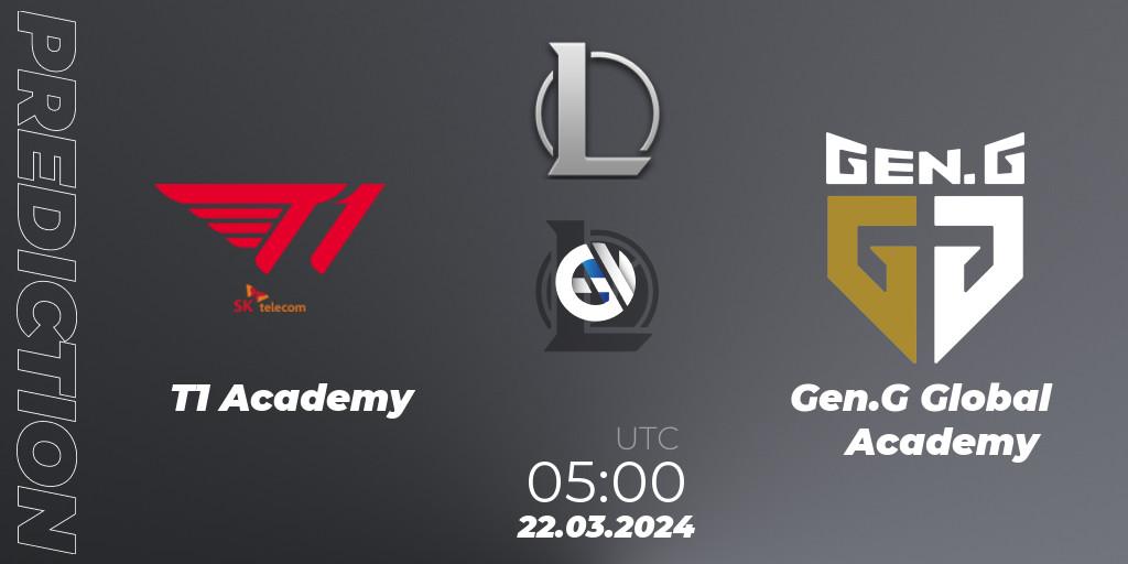 Pronósticos T1 Academy - Gen.G Global Academy. 22.03.24. LCK Challengers League 2024 Spring - Group Stage - LoL