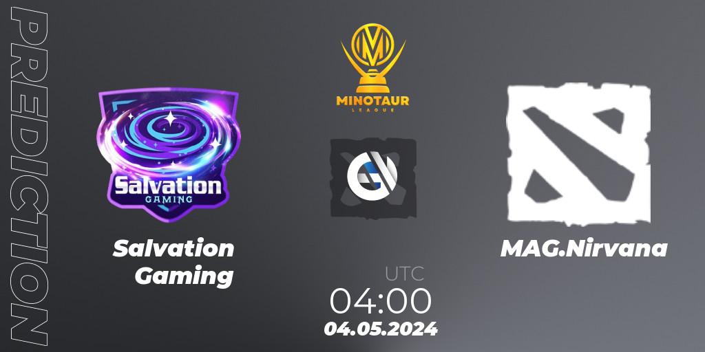 Pronósticos Salvation Gaming - MAG.Nirvana. 04.05.2024 at 06:00. Minotaur League - Dota 2