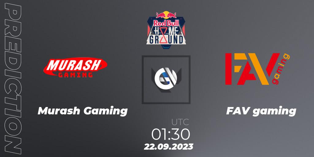Pronósticos MURASH GAMING - FAV gaming. 22.09.2023 at 01:30. Red Bull Home Ground #4 - Japanese Qualifier - VALORANT