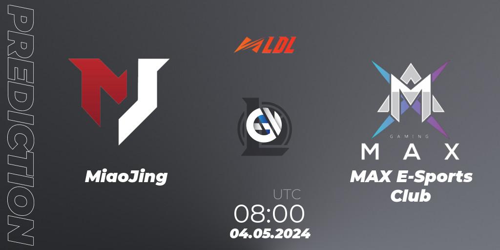Pronósticos MiaoJing - MAX E-Sports Club. 04.05.2024 at 08:00. LDL 2024 - Stage 2 - LoL