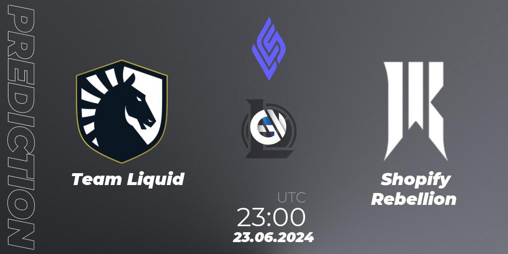 Pronósticos Team Liquid - Shopify Rebellion. 23.06.2024 at 23:00. LCS Summer 2024 - Group Stage - LoL