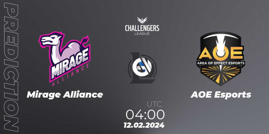 Pronósticos Mirage Alliance - AOE Esports. 12.02.24. NACL 2024 Spring - Group Stage - LoL