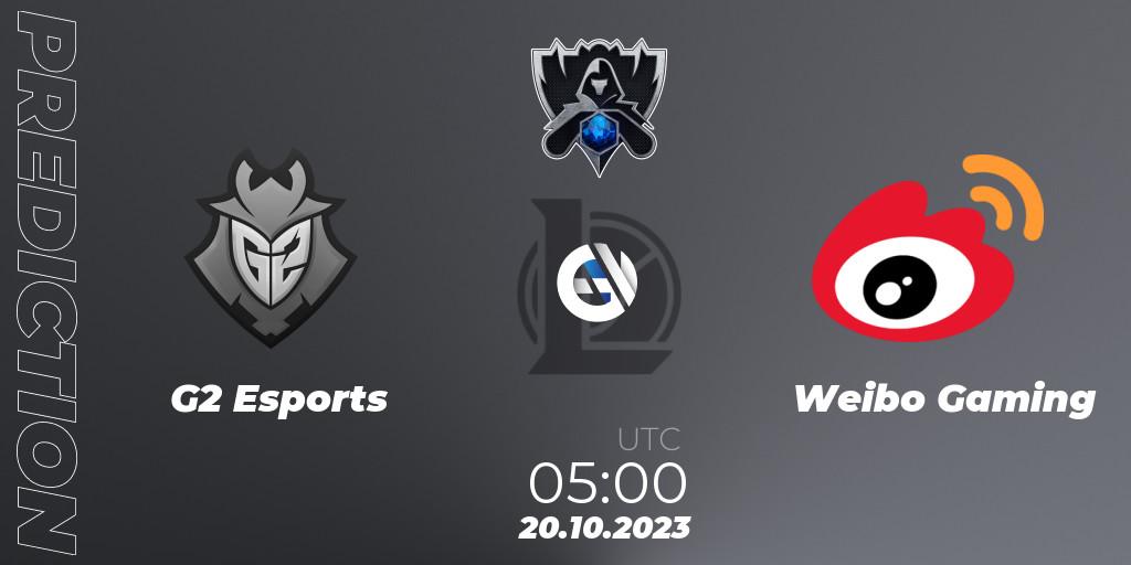 Pronósticos G2 Esports - Weibo Gaming. 20.10.23. Worlds 2023 LoL - Group Stage - LoL