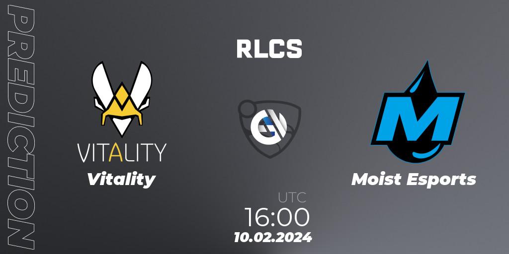 Pronósticos Vitality - Moist Esports. 10.02.2024 at 16:00. RLCS 2024 - Major 1: Europe Open Qualifier 1 - Rocket League
