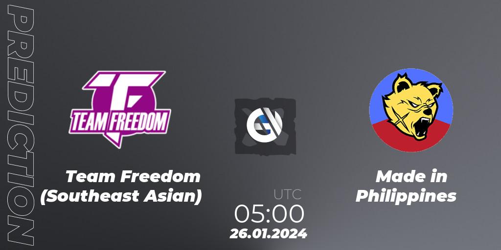 Pronósticos Team Freedom (Southeast Asian) - Made in Philippines. 28.01.2024 at 06:59. New Year Cup 2024 - Dota 2