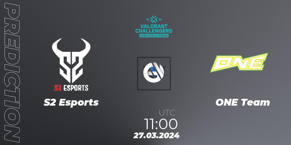 Pronósticos S2 Esports - ONE Team. 27.03.2024 at 11:00. VALORANT Challengers Hong Kong and Taiwan 2024: Split 1 - VALORANT