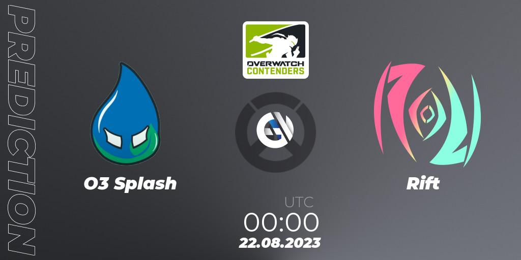 Pronósticos O3 Splash - Rift. 22.08.2023 at 00:00. Overwatch Contenders 2023 Summer Series: North America - Overwatch