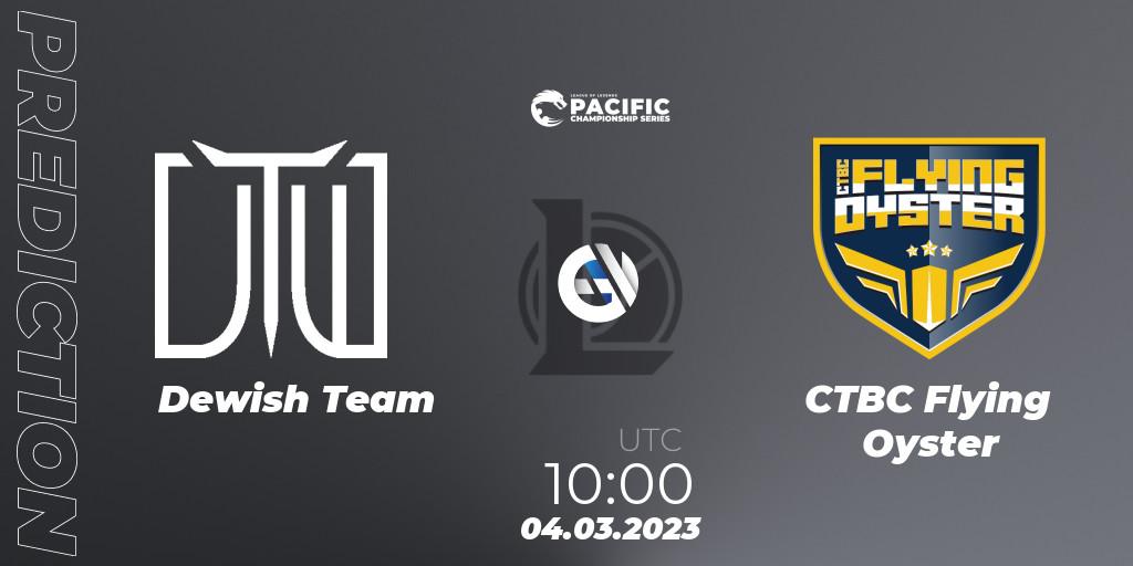 Pronósticos Dewish Team - CTBC Flying Oyster. 04.03.2023 at 10:20. PCS Spring 2023 - Group Stage - LoL