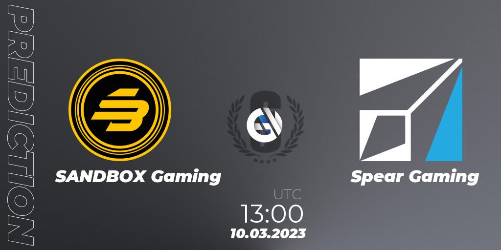 Pronósticos SANDBOX Gaming - Spear Gaming. 10.03.2023 at 13:00. South Korea League 2023 - Stage 1 - Rainbow Six