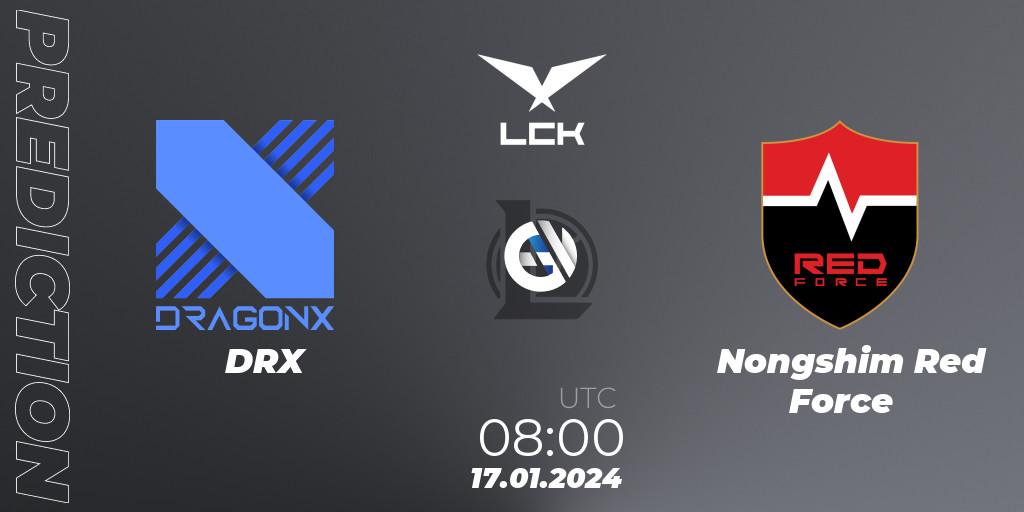 Pronósticos DRX - Nongshim Red Force. 17.01.2024 at 08:15. LCK Spring 2024 - Group Stage - LoL